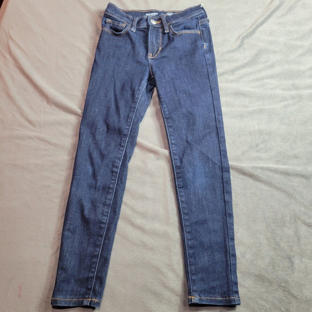 Old Navy Jeans Girls 7 Blue High Rise Rock Star Jegging Adjustable Waist Pocket